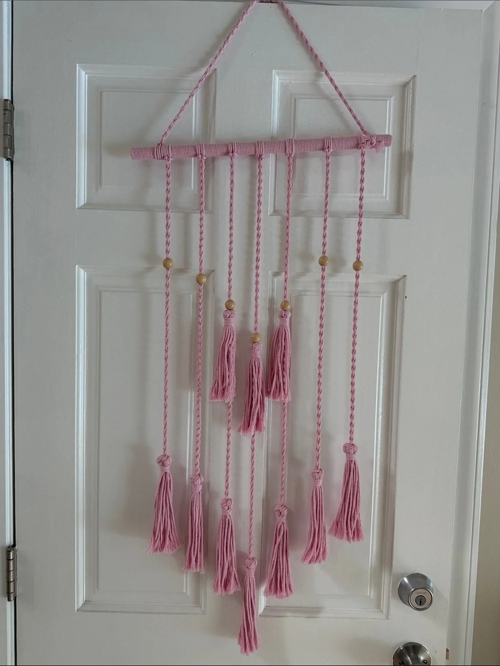 Pink Tassel Macrame Wall Hanging - Brand for photo display